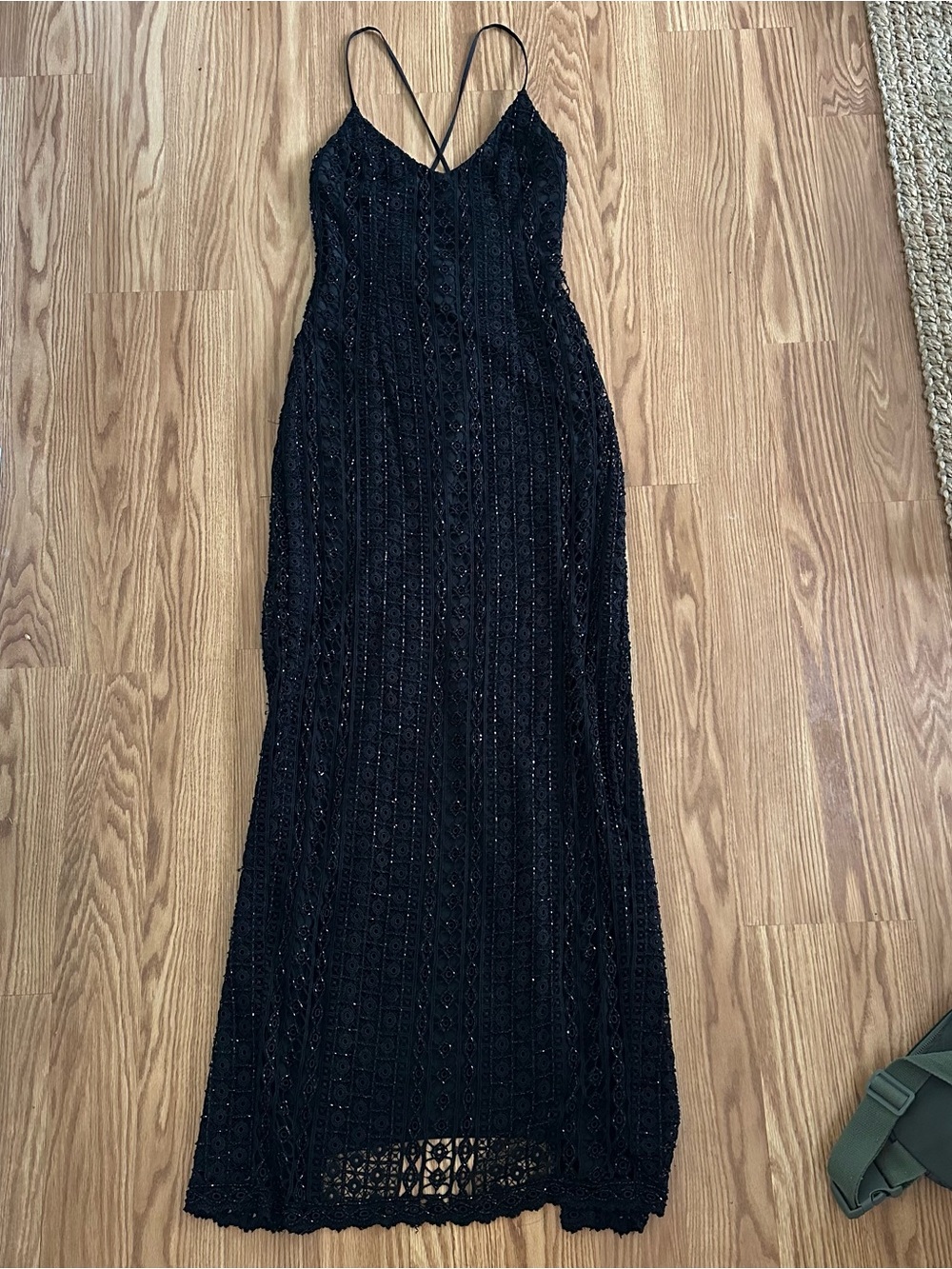 Vintage Basix II Black Beaded Evening Gown - Size 8